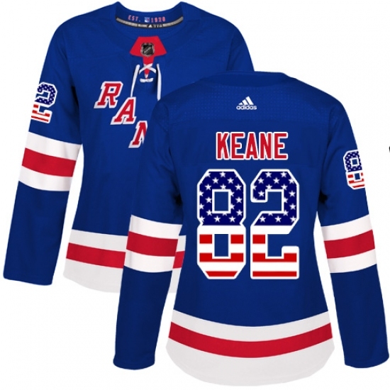 Women's Adidas New York Rangers #82 Joey Keane Authentic Royal Blue USA Flag Fashion NHL Jersey Women's Adidas New York Rangers #82 Joey Keane Authentic Royal Blue USA Flag Fashion NHL Jersey