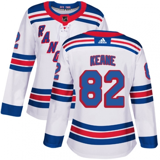 Women's Adidas New York Rangers #82 Joey Keane Authentic White Away NHL Jersey Women's Adidas New York Rangers #82 Joey Keane Authentic White Away NHL Jersey