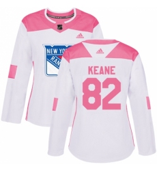 Women's Adidas New York Rangers #82 Joey Keane Authentic White Pink Fashion NHL Jersey Women's Adidas New York Rangers #82 Joey Keane Authentic White Pink Fashion NHL Jersey