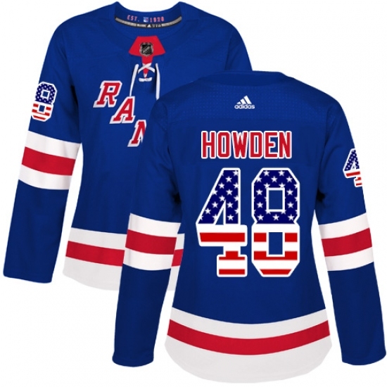 Women's Adidas New York Rangers #48 Brett Howden Authentic Royal Blue USA Flag Fashion NHL Jersey Women's Adidas New York Rangers #48 Brett Howden Authentic Royal Blue USA Flag Fashion NHL Jersey
