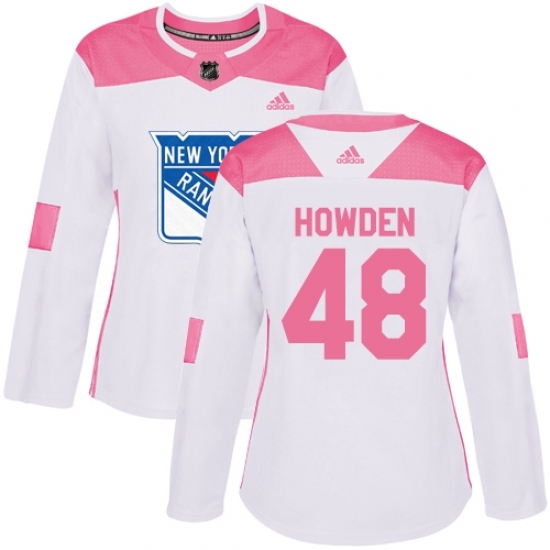 Women's Adidas New York Rangers #48 Brett Howden Authentic White Pink Fashion NHL Jersey Women's Adidas New York Rangers #48 Brett Howden Authentic White Pink Fashion NHL Jersey