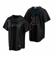 Men's Nike Miami Marlins #31 Caleb Smith Black Alternate Stitched Baseball Jersey