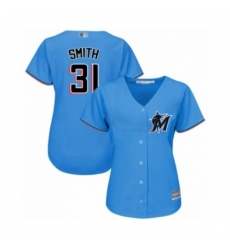 Women's Miami Marlins #31 Caleb Smith Authentic Blue Alternate 1 Cool Base Baseball Player Jersey
