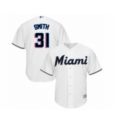Youth Miami Marlins #31 Caleb Smith Authentic White Home Cool Base Baseball Player Jersey