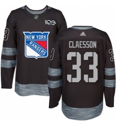 Men's Adidas New York Rangers #33 Fredrik Claesson Authentic Black 1917-2017 100th Anniversary NHL Jersey