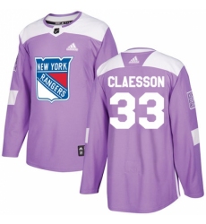 Men's Adidas New York Rangers #33 Fredrik Claesson Authentic Purple Fights Cancer Practice NHL Jersey