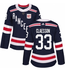 Women's Adidas New York Rangers #33 Fredrik Claesson Authentic Navy Blue 2018 Winter Classic NHL Jersey