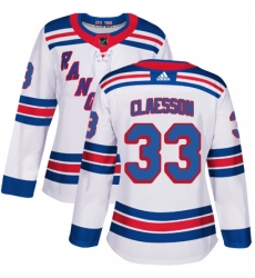 Women's Adidas New York Rangers #33 Fredrik Claesson Authentic White Away NHL Jersey