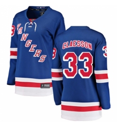 Women's New York Rangers #33 Fredrik Claesson Fanatics Branded Royal Blue Home Breakaway NHL Jersey