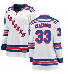 Women's New York Rangers #33 Fredrik Claesson Fanatics Branded White Away Breakaway NHL Jersey