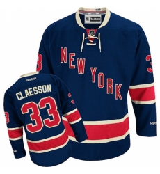 Women's Reebok New York Rangers #33 Fredrik Claesson Authentic Navy Blue Third NHL Jersey