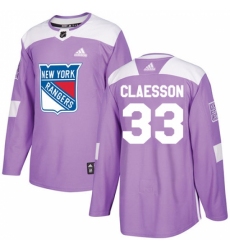 Youth Adidas New York Rangers #33 Fredrik Claesson Authentic Purple Fights Cancer Practice NHL Jersey