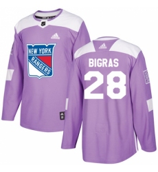 Men's Adidas New York Rangers #28 Chris Bigras Authentic Purple Fights Cancer Practice NHL Jersey Men's Adidas New York Rangers #28 Chris Bigras Authentic Purple Fights Cancer Practice NHL Jersey