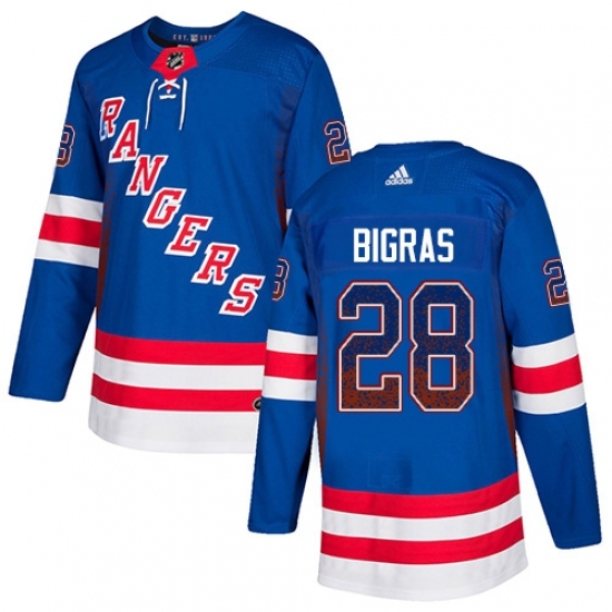 Men's Adidas New York Rangers #28 Chris Bigras Authentic Royal Blue Drift Fashion NHL Jersey Men's Adidas New York Rangers #28 Chris Bigras Authentic Royal Blue Drift Fashion NHL Jersey