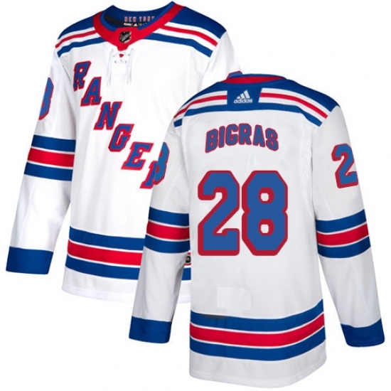 Men's Adidas New York Rangers #28 Chris Bigras Authentic White Away NHL Jersey Men's Adidas New York Rangers #28 Chris Bigras Authentic White Away NHL Jersey