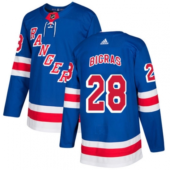Men's Adidas New York Rangers #28 Chris Bigras Premier Royal Blue Home NHL Jersey Men's Adidas New York Rangers #28 Chris Bigras Premier Royal Blue Home NHL Jersey