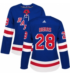 Women's Adidas New York Rangers #28 Chris Bigras Premier Royal Blue Home NHL Jersey Women's Adidas New York Rangers #28 Chris Bigras Premier Royal Blue Home NHL Jersey