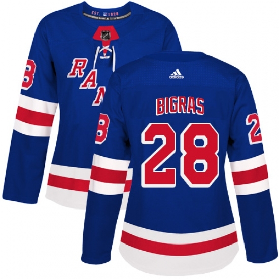 Women's Adidas New York Rangers #28 Chris Bigras Premier Royal Blue Home NHL Jersey Women's Adidas New York Rangers #28 Chris Bigras Premier Royal Blue Home NHL Jersey