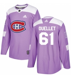 Men's Adidas Montreal Canadiens #61 Xavier Ouellet Authentic Purple Fights Cancer Practice NHL Jersey