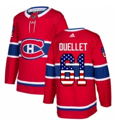 Men's Adidas Montreal Canadiens #61 Xavier Ouellet Authentic Red USA Flag Fashion NHL Jersey