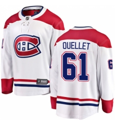 Men's Montreal Canadiens #61 Xavier Ouellet Authentic White Away Fanatics Branded Breakaway NHL Jersey