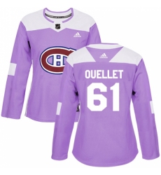 Women's Adidas Montreal Canadiens #61 Xavier Ouellet Authentic Purple Fights Cancer Practice NHL Jersey