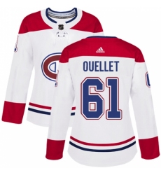 Women's Adidas Montreal Canadiens #61 Xavier Ouellet Authentic White Away NHL Jersey