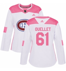 Women's Adidas Montreal Canadiens #61 Xavier Ouellet Authentic White Pink Fashion NHL Jersey