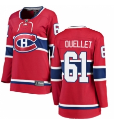 Women's Montreal Canadiens #61 Xavier Ouellet Authentic Red Home Fanatics Branded Breakaway NHL Jersey