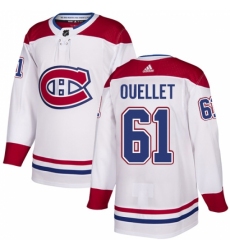 Youth Adidas Montreal Canadiens #61 Xavier Ouellet Authentic White Away NHL Jersey