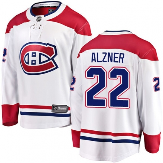 Men's Montreal Canadiens #22 Karl Alzner Authentic White Away Fanatics Branded Breakaway NHL Jersey Men's Montreal Canadiens #22 Karl Alzner Authentic White Away Fanatics Branded Breakaway NHL Jersey