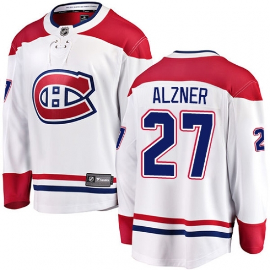 Men's Montreal Canadiens #27 Karl Alzner Authentic White Away Fanatics Branded Breakaway NHL Jersey Men's Montreal Canadiens #27 Karl Alzner Authentic White Away Fanatics Branded Breakaway NHL Jersey