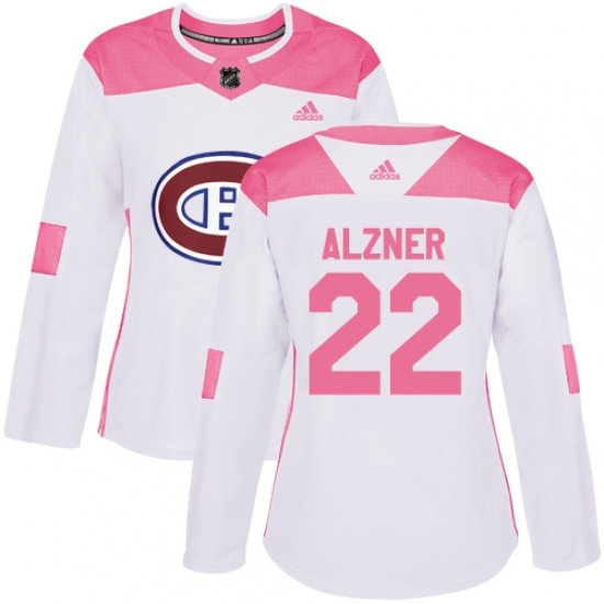 Women's Adidas Montreal Canadiens #22 Karl Alzner Authentic White/Pink Fashion NHL Jersey Women's Adidas Montreal Canadiens #22 Karl Alzner Authentic White/Pink Fashion NHL Jersey