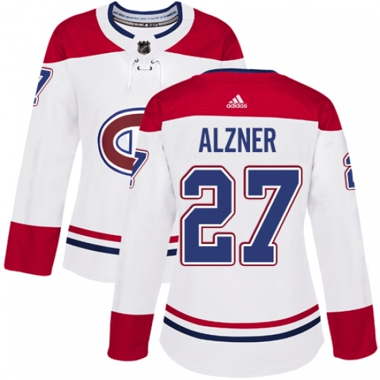 Women's Adidas Montreal Canadiens #27 Karl Alzner Authentic White Away NHL Jersey Women's Adidas Montreal Canadiens #27 Karl Alzner Authentic White Away NHL Jersey