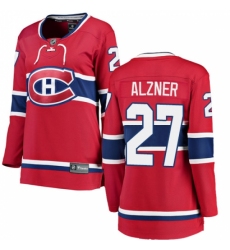 Women's Montreal Canadiens #27 Karl Alzner Authentic Red Home Fanatics Branded Breakaway NHL Jersey