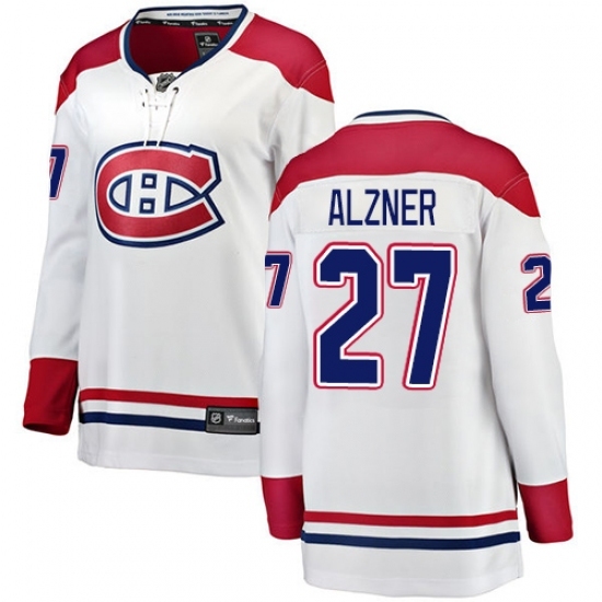 Women's Montreal Canadiens #27 Karl Alzner Authentic White Away Fanatics Branded Breakaway NHL Jersey Women's Montreal Canadiens #27 Karl Alzner Authentic White Away Fanatics Branded Breakaway NHL Jersey