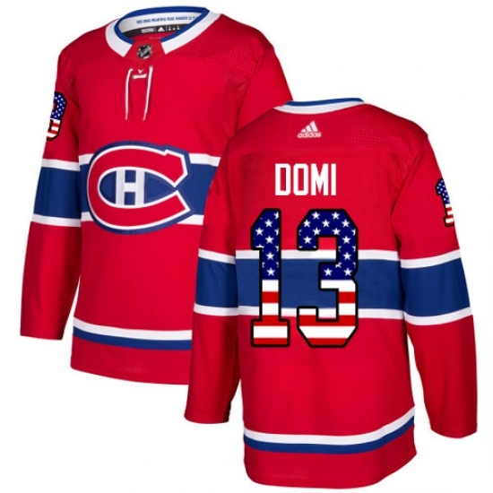 Men's Adidas Montreal Canadiens #13 Max Domi Authentic Red USA Flag Fashion NHL Jersey Men's Adidas Montreal Canadiens #13 Max Domi Authentic Red USA Flag Fashion NHL Jersey