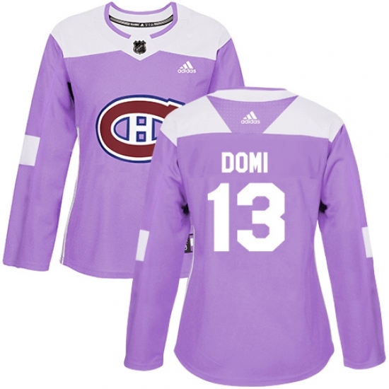 Women's Adidas Montreal Canadiens #13 Max Domi Authentic Purple Fights Cancer Practice NHL Jersey Women's Adidas Montreal Canadiens #13 Max Domi Authentic Purple Fights Cancer Practice NHL Jersey