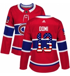 Women's Adidas Montreal Canadiens #13 Max Domi Authentic Red USA Flag Fashion NHL Jersey Women's Adidas Montreal Canadiens #13 Max Domi Authentic Red USA Flag Fashion NHL Jersey