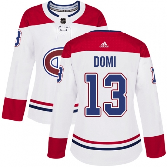 Women's Adidas Montreal Canadiens #13 Max Domi Authentic White Away NHL Jersey Women's Adidas Montreal Canadiens #13 Max Domi Authentic White Away NHL Jersey