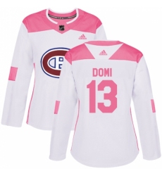 Women's Adidas Montreal Canadiens #13 Max Domi Authentic White Pink Fashion NHL Jersey Women's Adidas Montreal Canadiens #13 Max Domi Authentic White Pink Fashion NHL Jersey