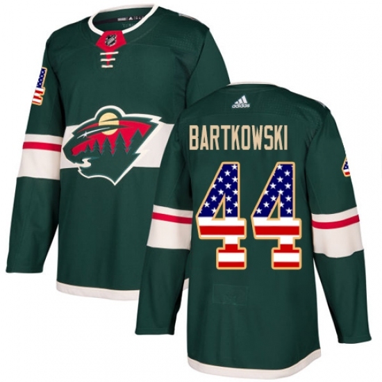 Men's Adidas Minnesota Wild #44 Matt Bartkowski Authentic Green USA Flag Fashion NHL Jersey Men's Adidas Minnesota Wild #44 Matt Bartkowski Authentic Green USA Flag Fashion NHL Jersey