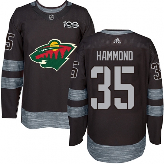 Men's Adidas Minnesota Wild #35 Andrew Hammond Authentic Black 1917-2017 100th Anniversary NHL Jersey Men's Adidas Minnesota Wild #35 Andrew Hammond Authentic Black 1917-2017 100th Anniversary NHL Jersey
