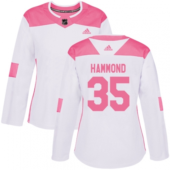Women's Adidas Minnesota Wild #35 Andrew Hammond Authentic White Pink Fashion NHL Jersey Women's Adidas Minnesota Wild #35 Andrew Hammond Authentic White Pink Fashion NHL Jersey