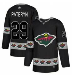 Men's Adidas Minnesota Wild #29 Greg Pateryn Authentic Black Team Logo Fashion NHL Jersey
