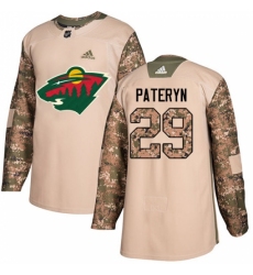 Men's Adidas Minnesota Wild #29 Greg Pateryn Authentic Camo Veterans Day Practice NHL Jersey