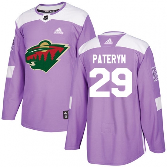 Men's Adidas Minnesota Wild #29 Greg Pateryn Authentic Purple Fights Cancer Practice NHL Jersey Men's Adidas Minnesota Wild #29 Greg Pateryn Authentic Purple Fights Cancer Practice NHL Jersey
