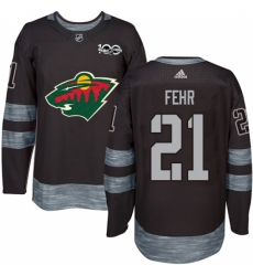 Men's Adidas Minnesota Wild #21 Eric Fehr Authentic Black 1917-2017 100th Anniversary NHL Jersey Men's Adidas Minnesota Wild #21 Eric Fehr Authentic Black 1917-2017 100th Anniversary NHL Jersey