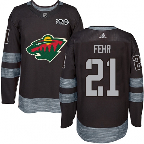 Men's Adidas Minnesota Wild #21 Eric Fehr Authentic Black 1917-2017 100th Anniversary NHL Jersey Men's Adidas Minnesota Wild #21 Eric Fehr Authentic Black 1917-2017 100th Anniversary NHL Jersey
