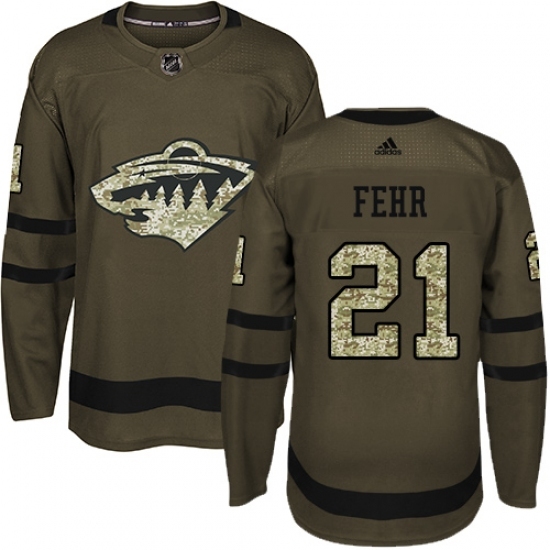 Men's Adidas Minnesota Wild #21 Eric Fehr Authentic Green Salute to Service NHL Jersey Men's Adidas Minnesota Wild #21 Eric Fehr Authentic Green Salute to Service NHL Jersey